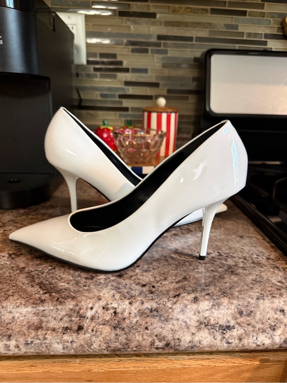 Nine West White Patent Pointed-Toe Stiletto Pumps